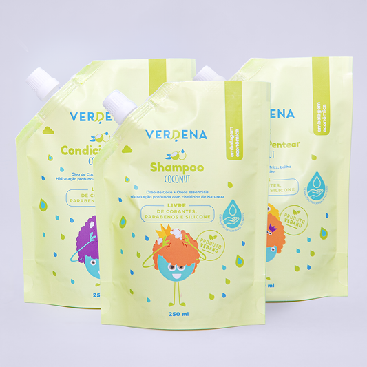 Kit Refil Shampoo, Condicionador e Creme de Pentear - Linha Coconut